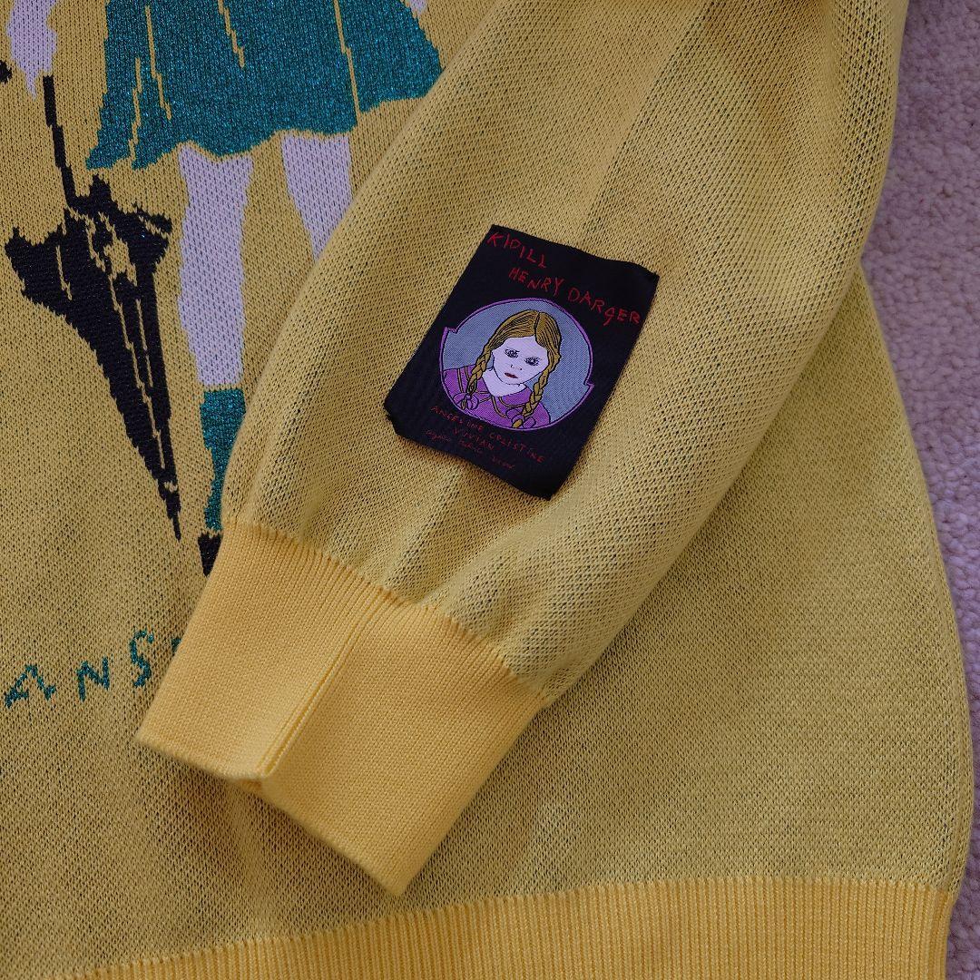 Kidill イラスト付きイエローカーディガン