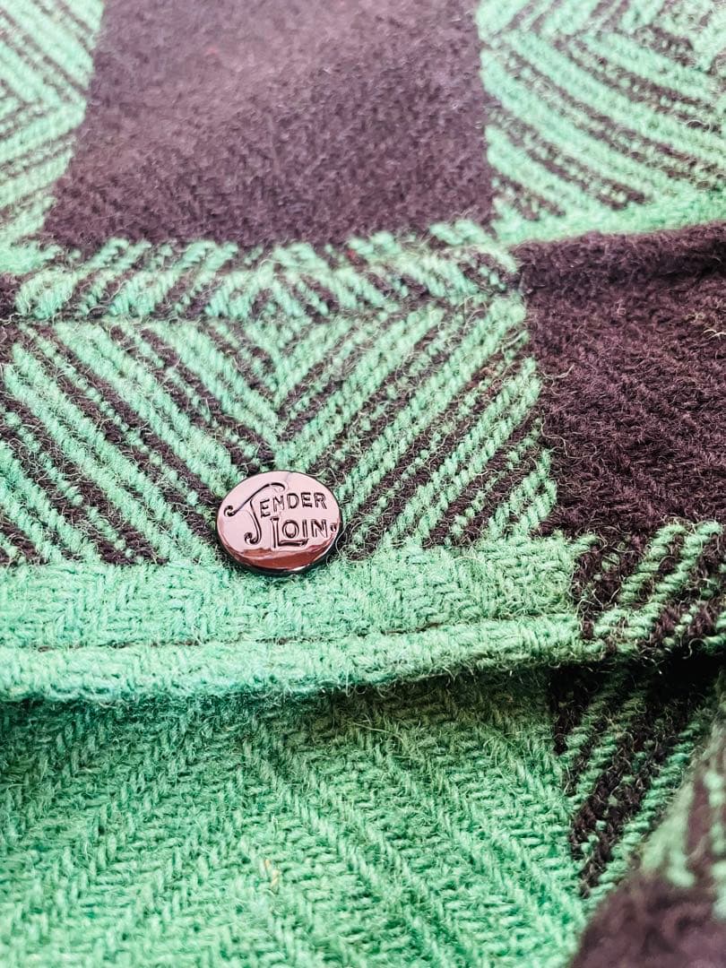 Tenderloin バッファローウールシャツ緑/黒 サイズL