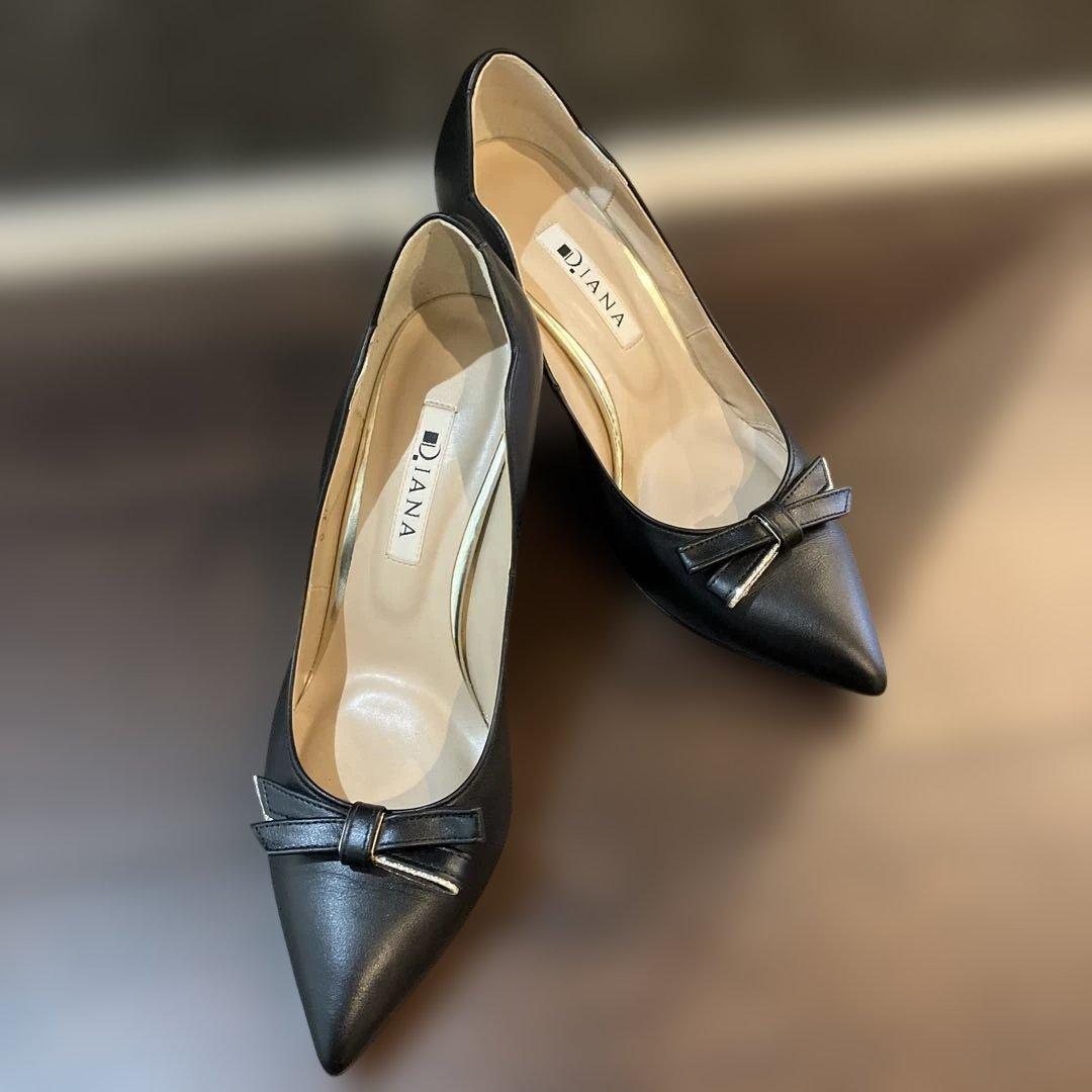 ダイアナ　DIANA ブラック 黒　フォーマルポインテッドトゥ ハイヒール