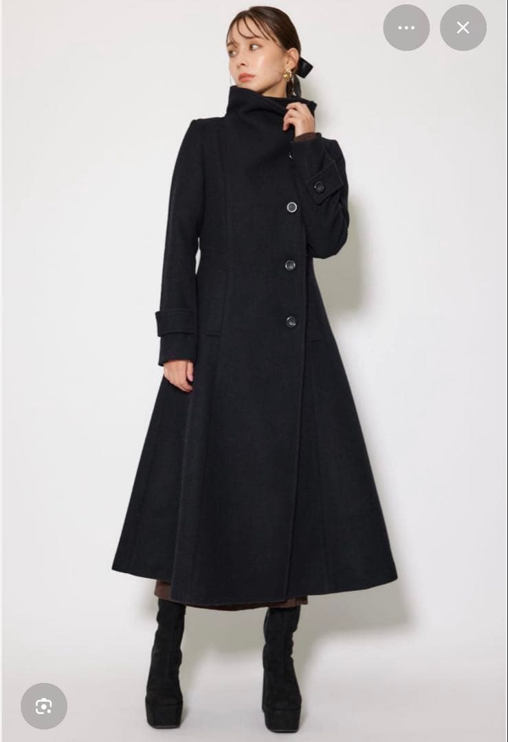 rienda 25オーバーネックシンデレララインコート　S 黒