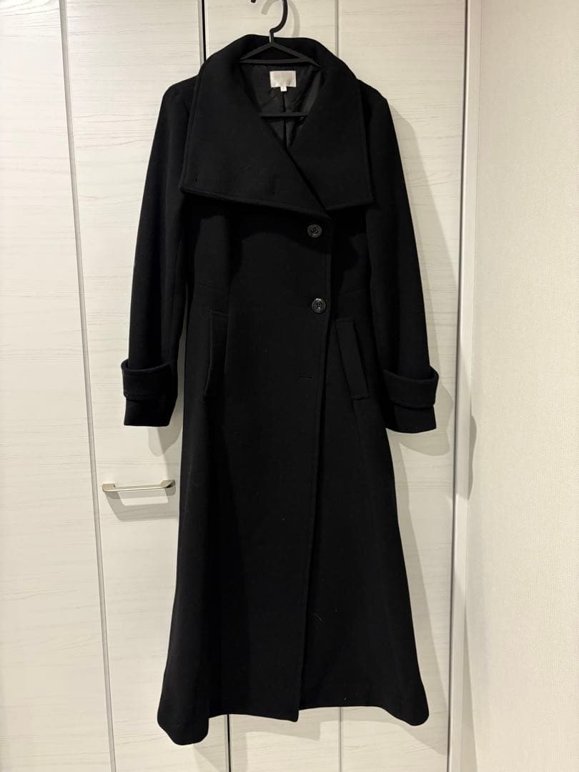 rienda 25オーバーネックシンデレララインコート　S 黒