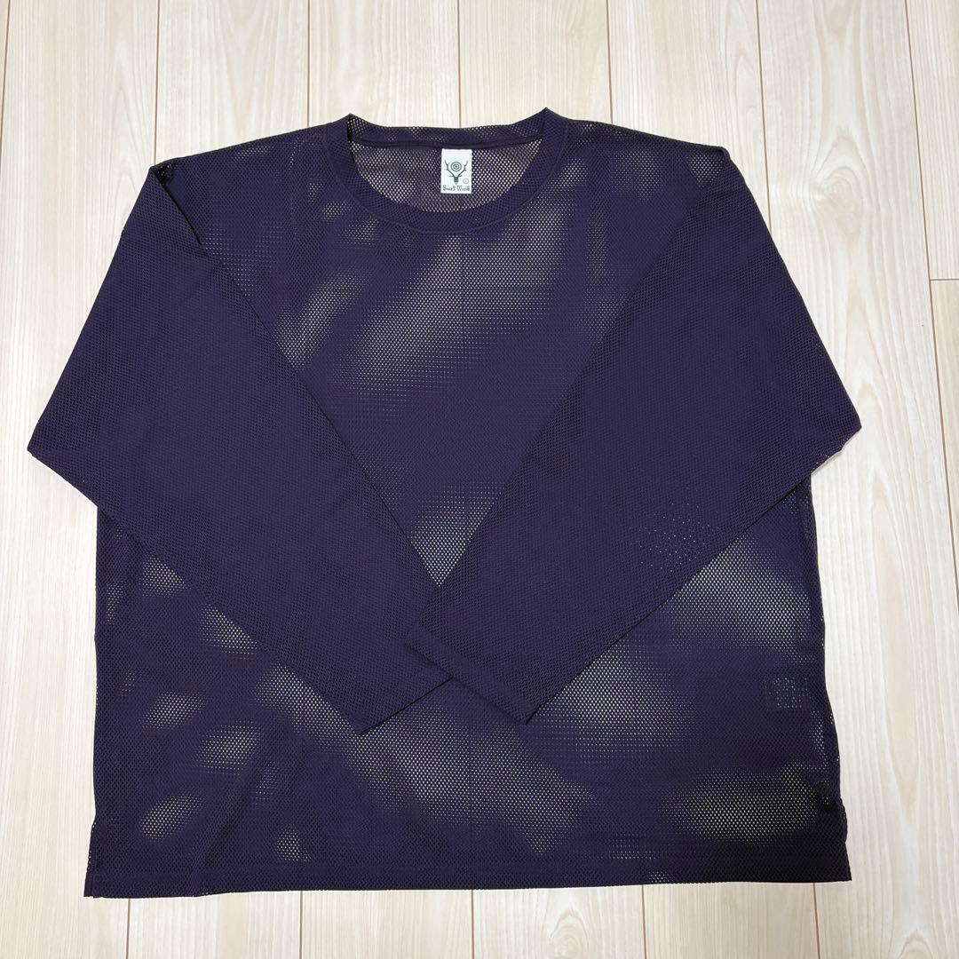 【South2 West8】Crew Neck Shirt -Knit Mesh