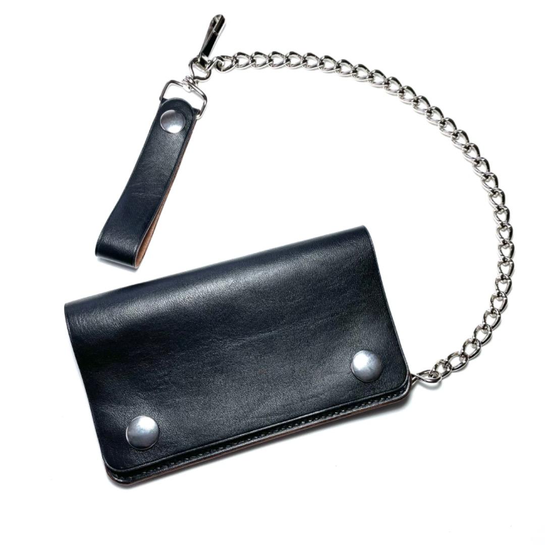 ミドルトラッカーウォレット　ホースハイド　デッドストックジッパー　前面ポケット