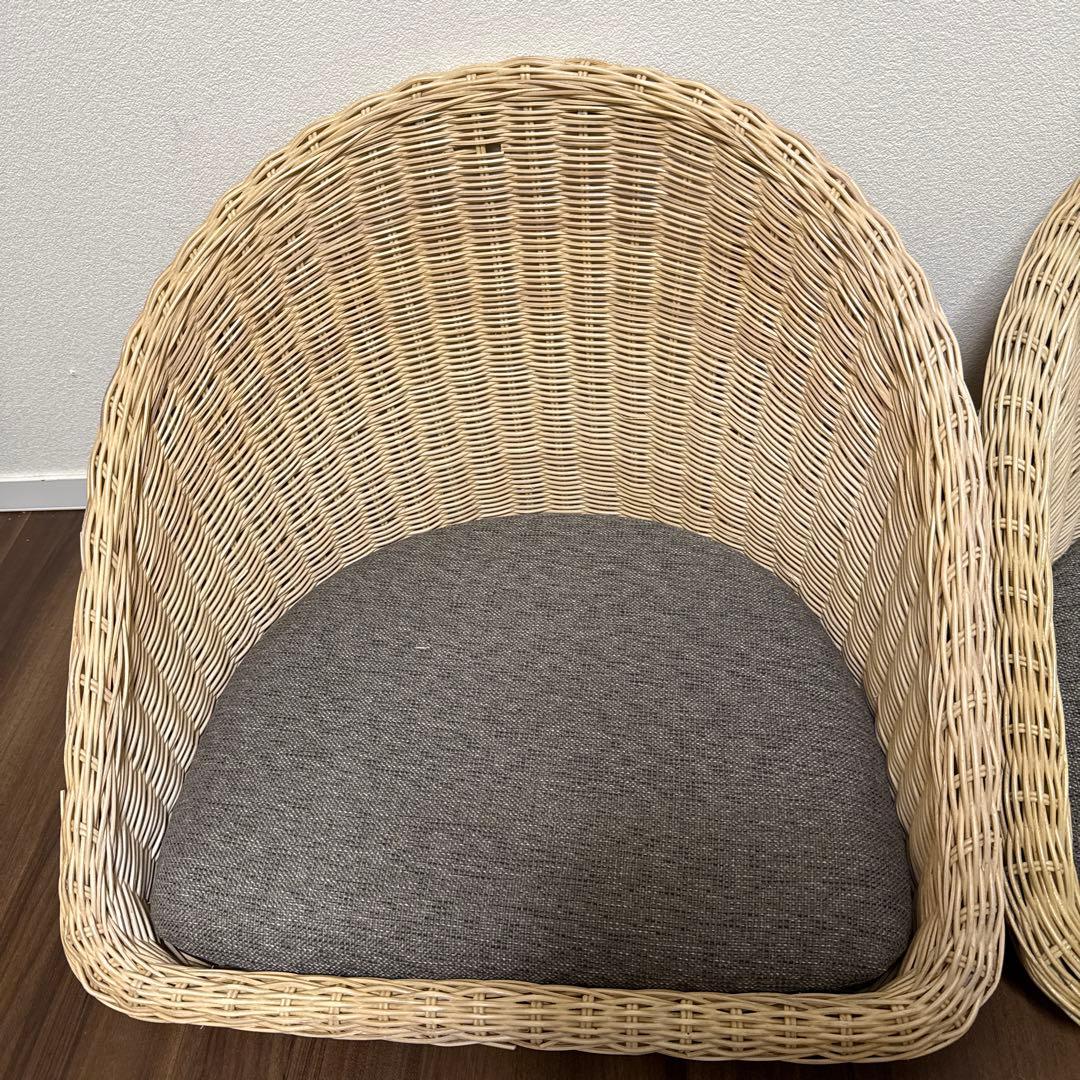 【良品】関家具 フロアチェア 座椅子 ラタン ２脚セット