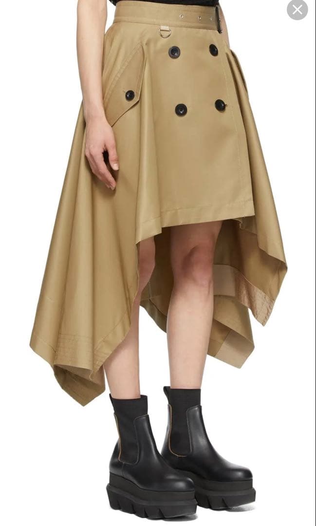 sacai コットンギャバジントレンチスカート 巻きスカート　ロング　ひざ丈