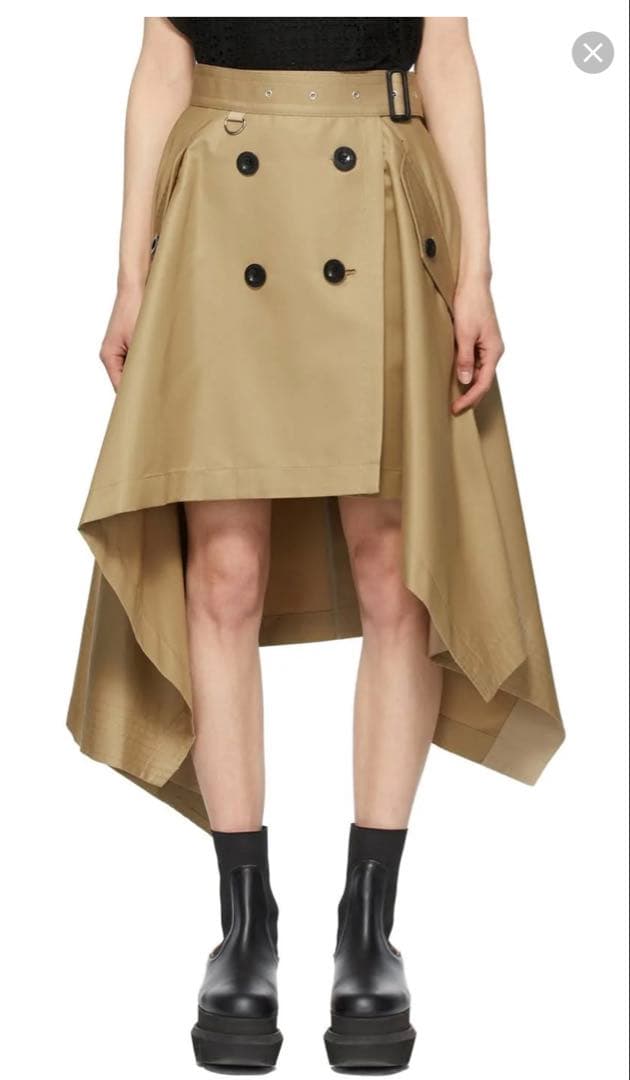 sacai コットンギャバジントレンチスカート 巻きスカート　ロング　ひざ丈