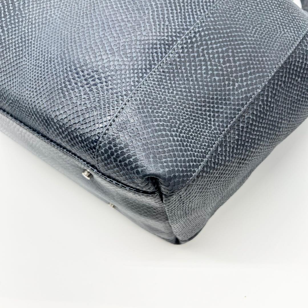 極美品✨アニアリ　エディターズトートバッグ　スケイルレザー　ネイビー　A4　希少