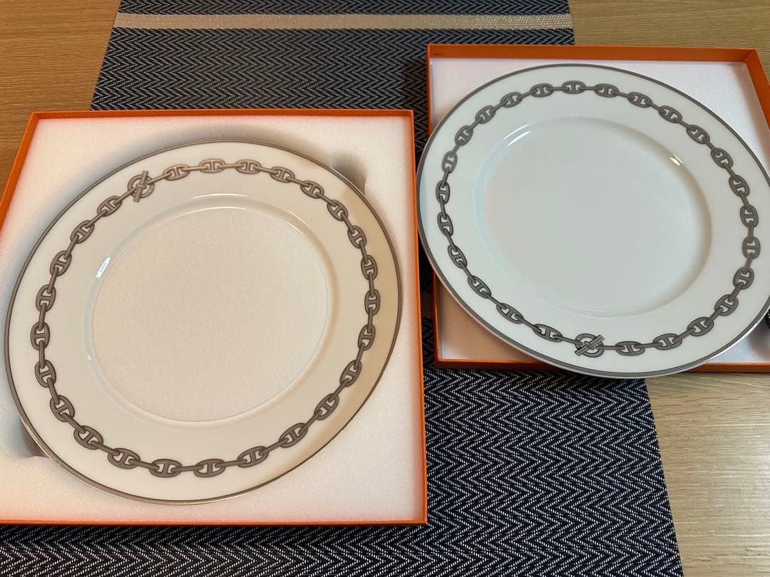 HERMES エルメス シェーヌダンクル皿 2枚セット【入手困難】