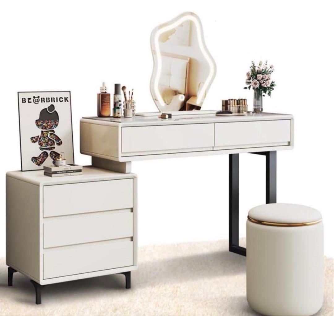 【本日限定】ドレッサー 100cmテーブル 岩盤天板 大容量収納 化粧テーブル