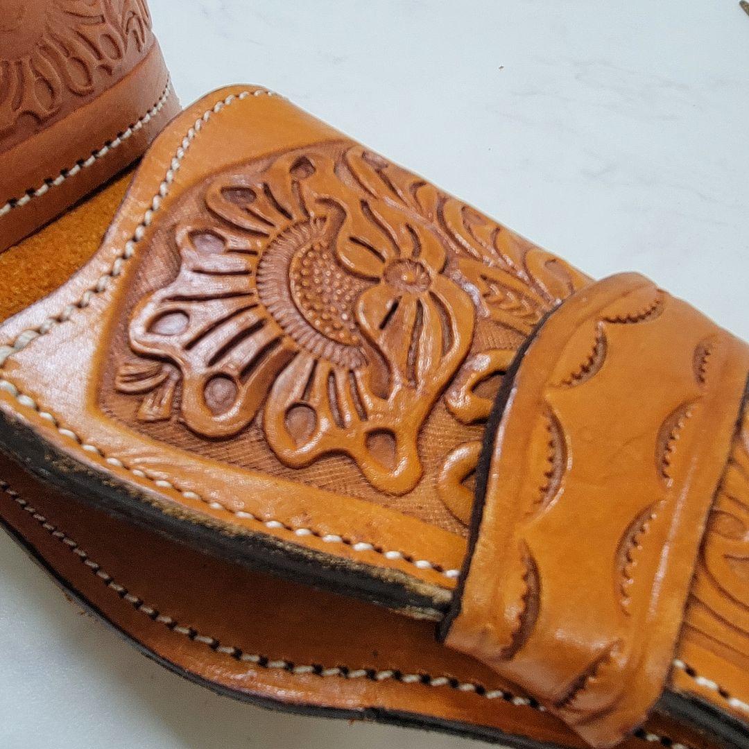 【美品】本革 カービング ウエスタン ガンベルト ホルスター付