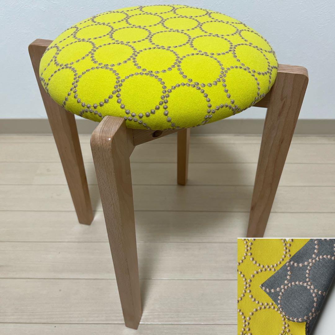 ミナペルホネン スツール タンバリン 角脚 【イエロー/グレー】椅子 チェア