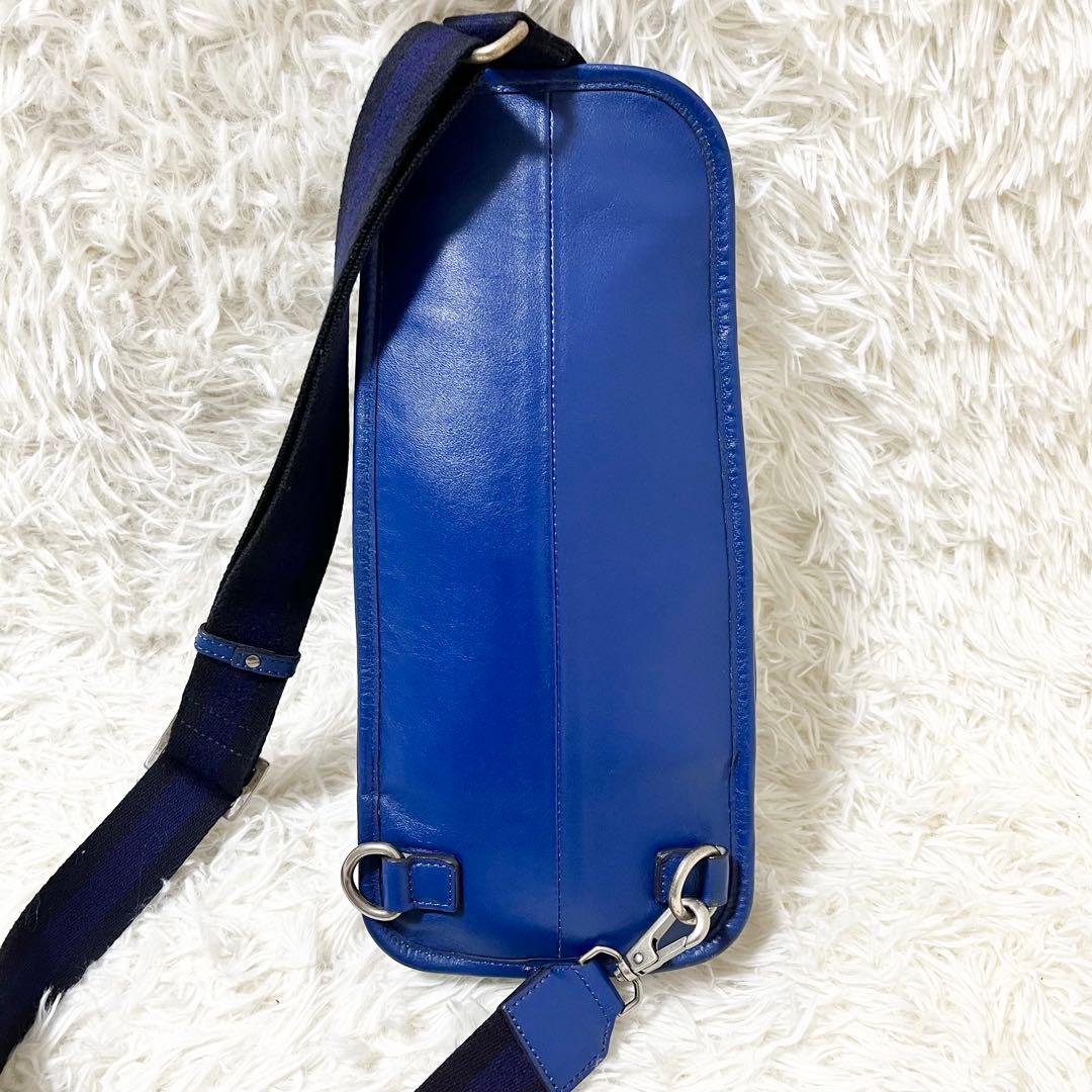 ✨希少✨BURBERRY メンズ ビジネス レザー ボディバッグ ロイヤルブルー