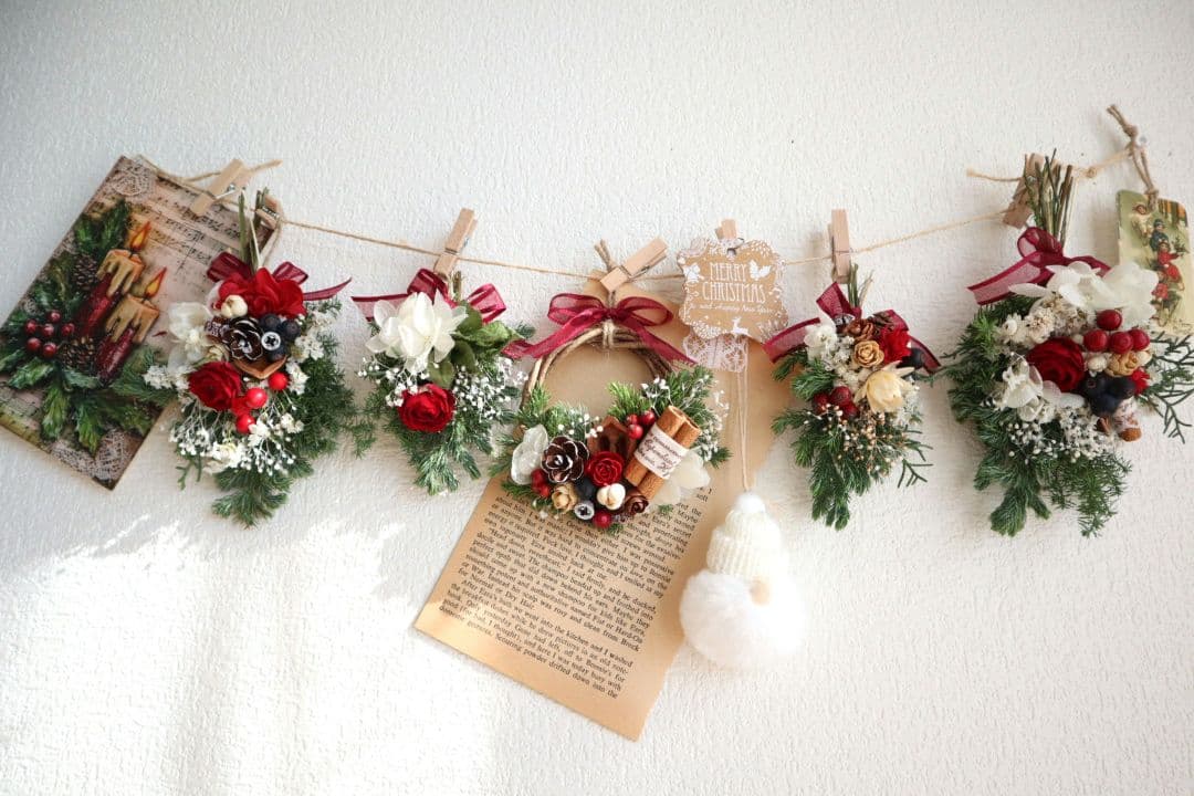 ドライフラワーꕤ︎︎Xmasガーランド・スワッグ&リースꕤ︎︎アンティーク
