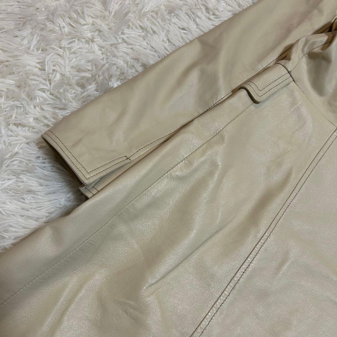 BALMAIN レザーコート アイボリー 11