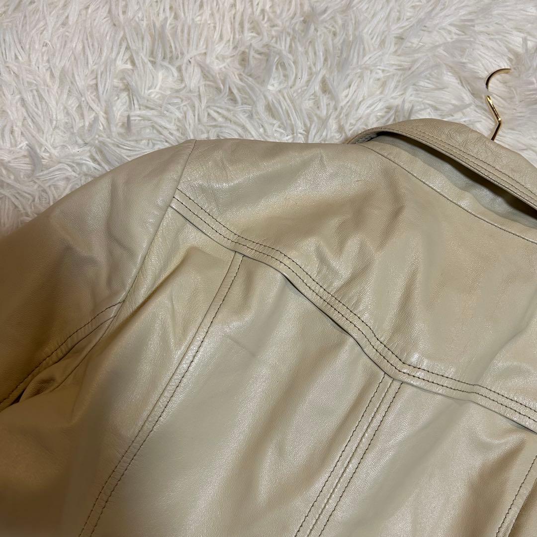 BALMAIN レザーコート アイボリー 11