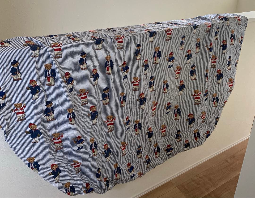 【廃盤】ラルフローレン ポロベア ストライプ ボックスシーツ　Ｑサイズ