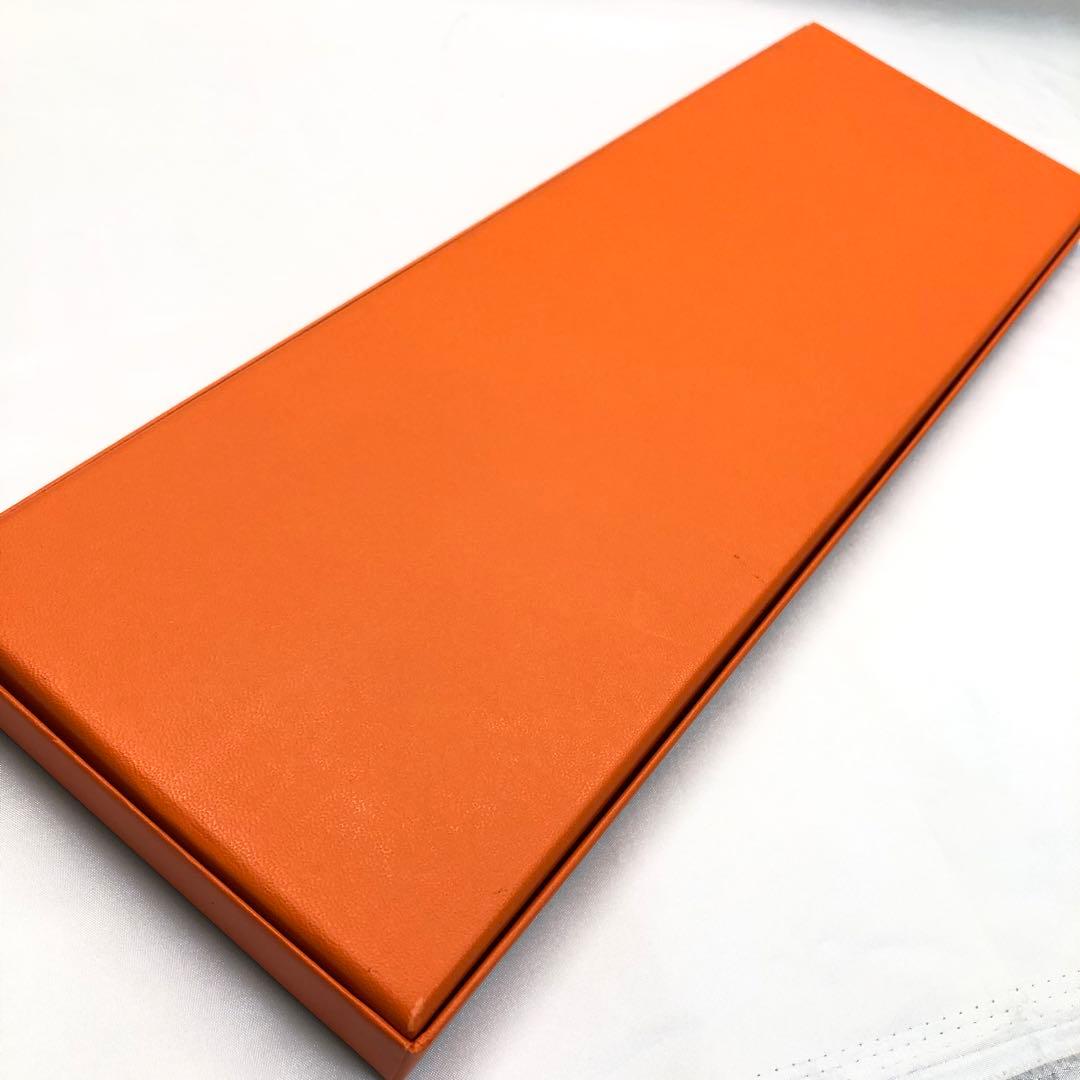 美品✨　HERMES エルメス　ネクタイ　グレー　オレンジ　H柄　シルク　箱付き