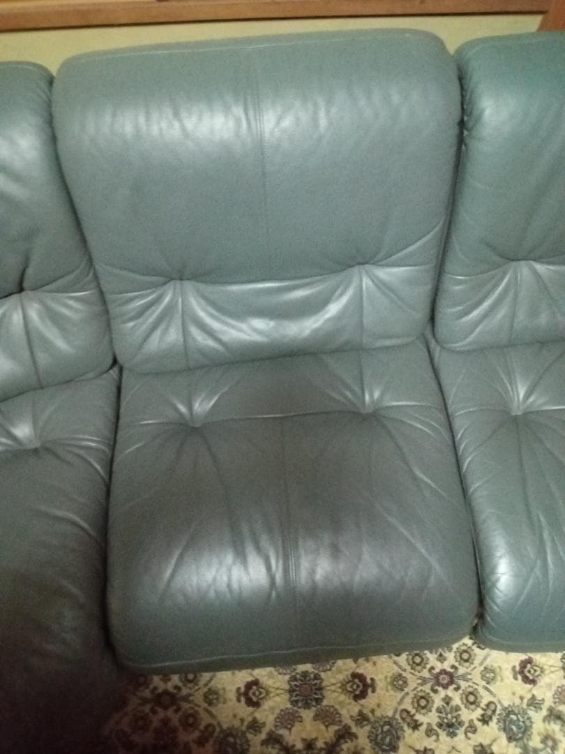 karimoku グレー レザー ソファ (2)