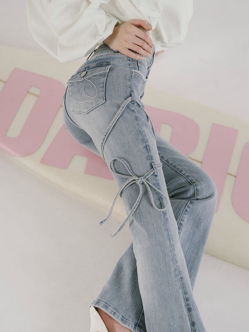 Darich ダーリッチ　ピコレースハイウエストフレアデニム