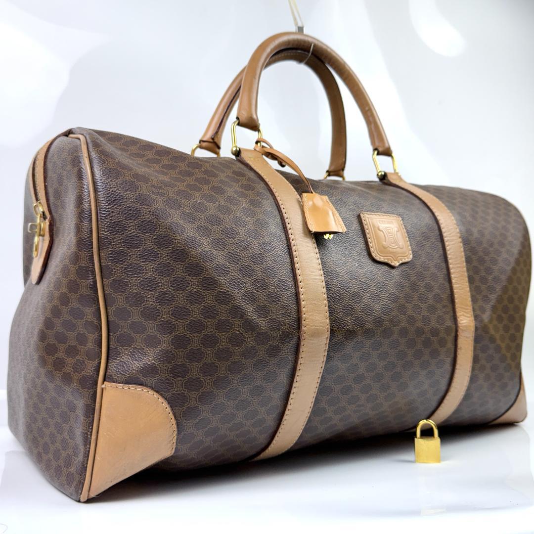 美品 セリーヌ ボストンバッグ マカダム モノグラム 嘉手納 大容量 旅行