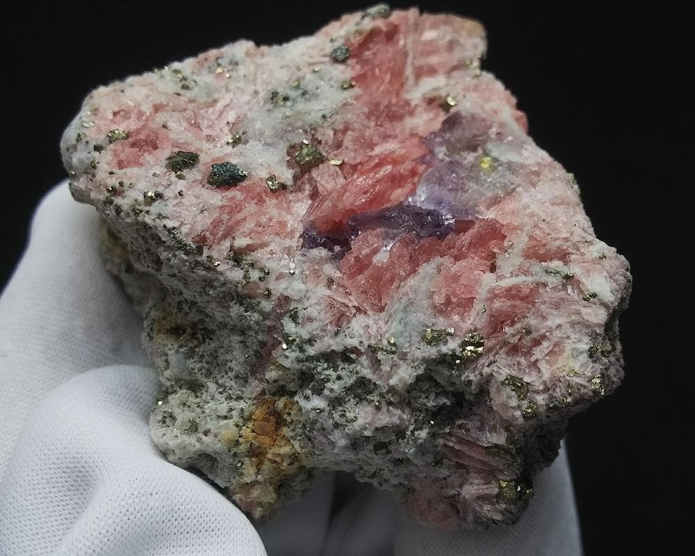 442 ロードクロサイト＆フローライト＆パイライト 標本 原石