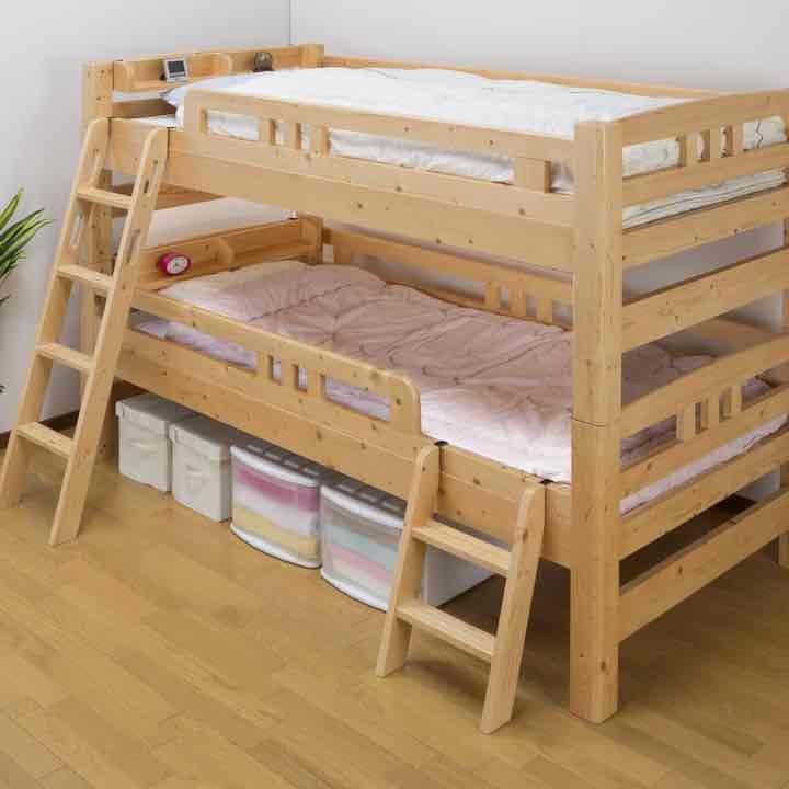 頑丈パイン材多段ベッド