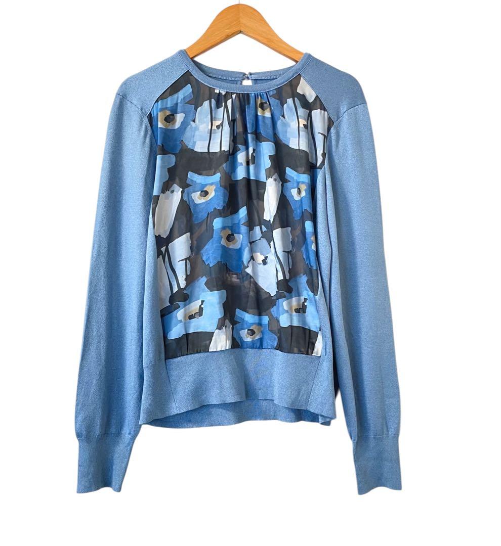 アナイ 38 ペイントフラワープリントクルーネック プルオーバー