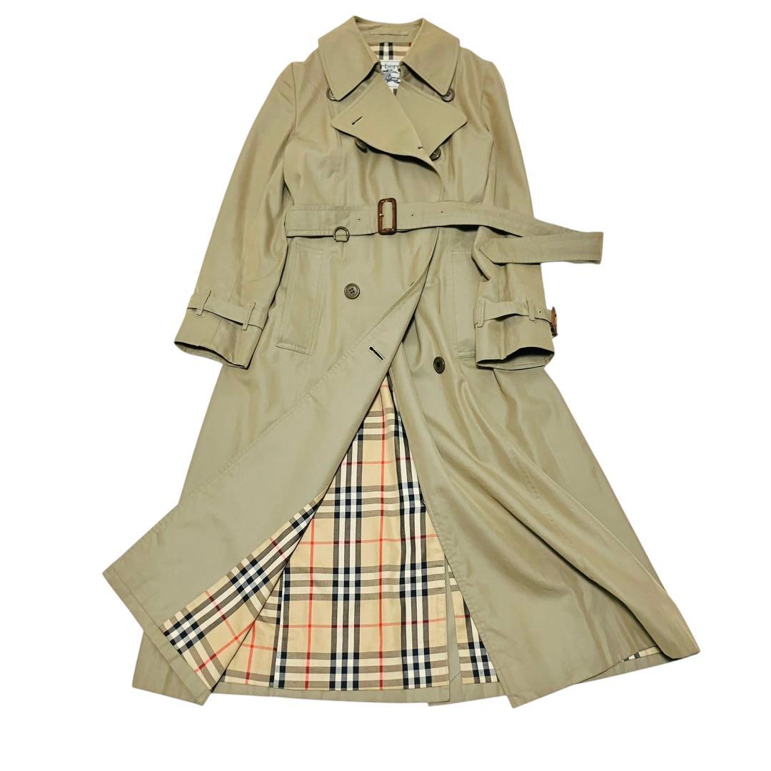 訳あり バーバリー トレンチコート ノバチェック ベルト付 ベージュ 玉虫色
