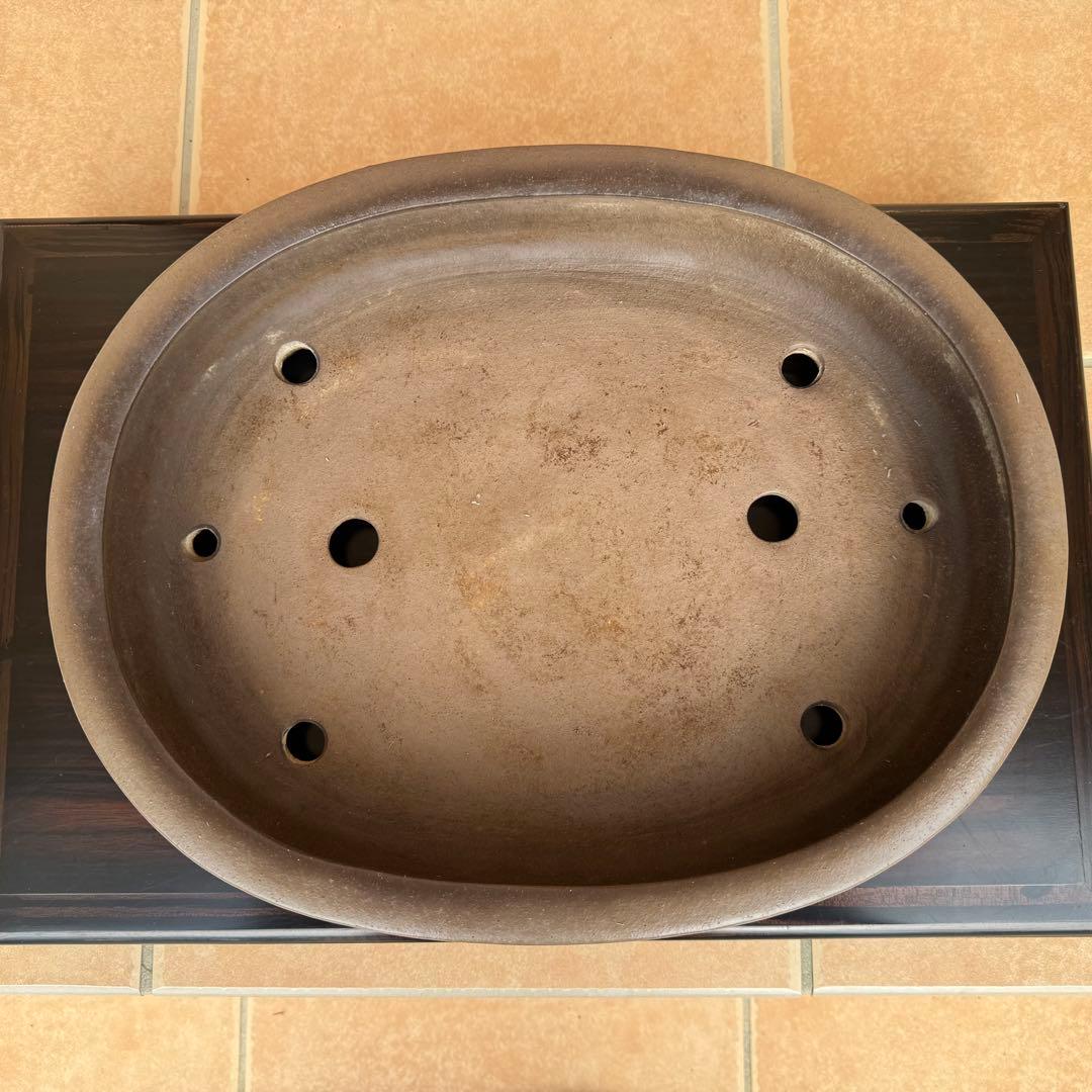 中野行山　切立下紐楕円鉢