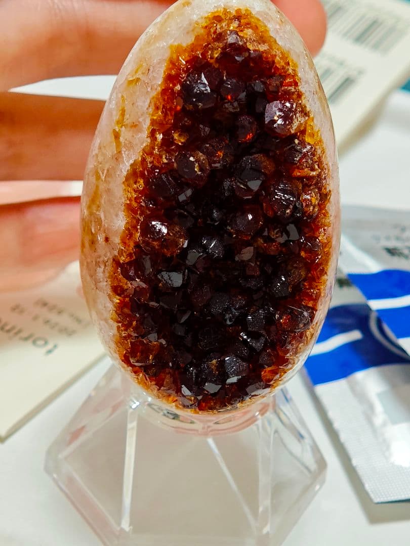 ​【金運】ブラジル産天然石 シトリン原石 エッグ型 ジオード 台座付151.6g