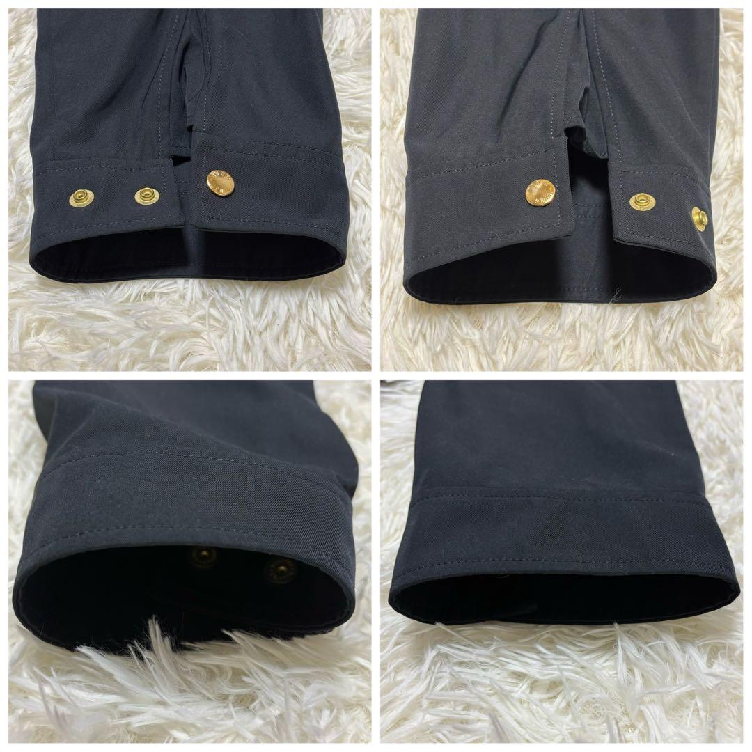 新品タグ付【23区】ライトツイルノーカラーコート　金ボタン　黒　大きいサイズ