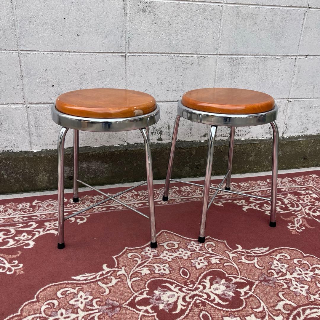 ビンテージ品 古家具◼︎2点セット チトセ 丸椅子 ラウンドスツール B