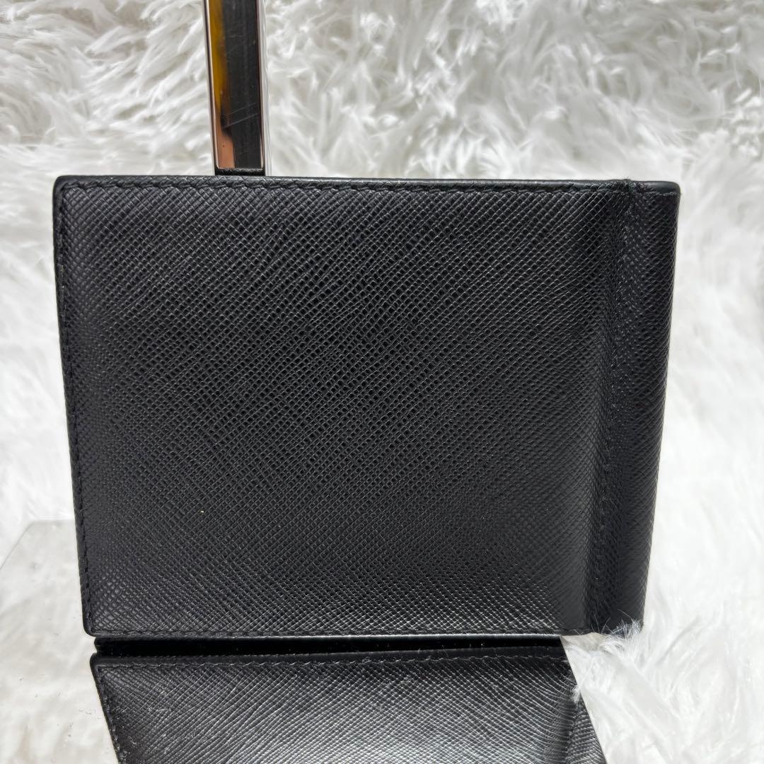 ✨極美品✨ PRADA マネークリップ 型押し サフィアーノレザー ブラック