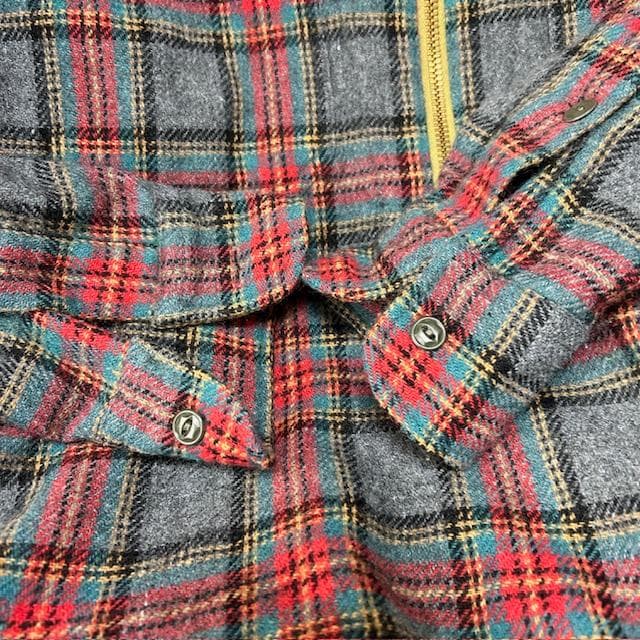 Mr.Bond タータンチェック チンスト付き ハーフジップウールシャツ S～M