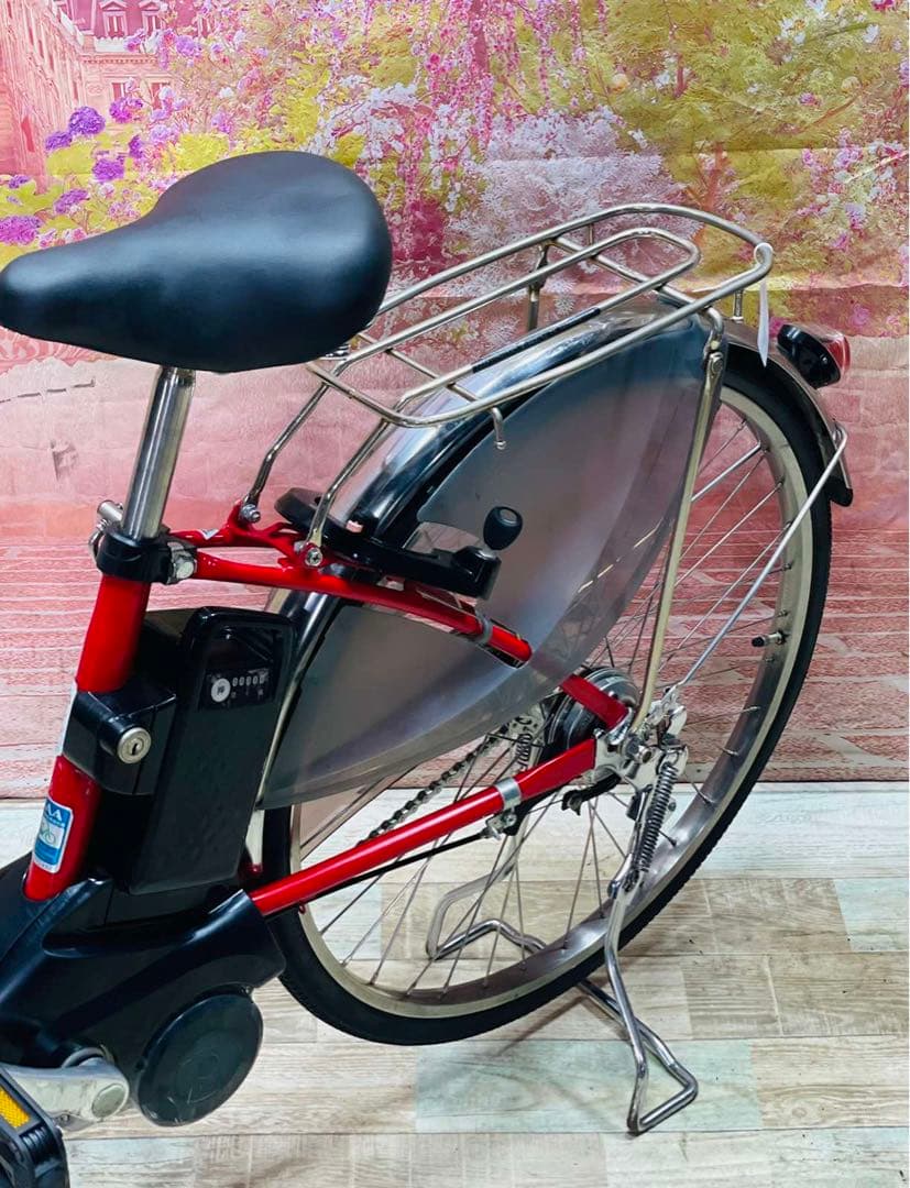 K2919 電動自転車パナソニック ママチャリ 24インチ レッド 送料無料