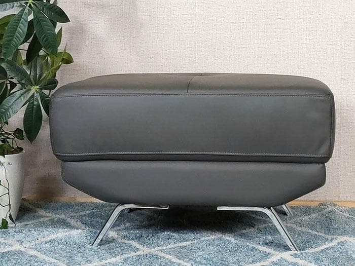 チャコールグレー オットマン スツール 黒系 本革 いす