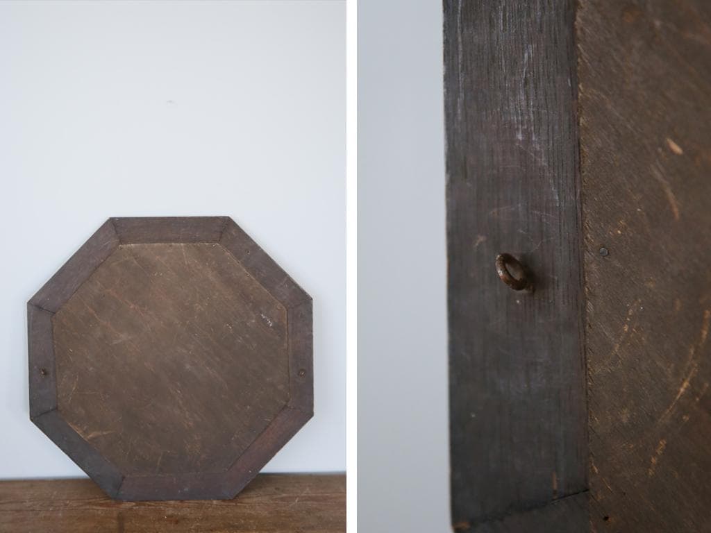 英国アンティーク木製カッティングミラー/壁掛け鏡オクタゴン八角形(87-121)