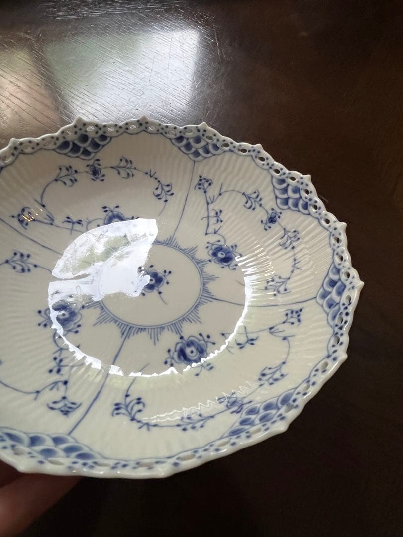 ロイヤルコペンハーゲン　ブルーフルーテッド　フルレース　フルーツボウル　菓子鉢