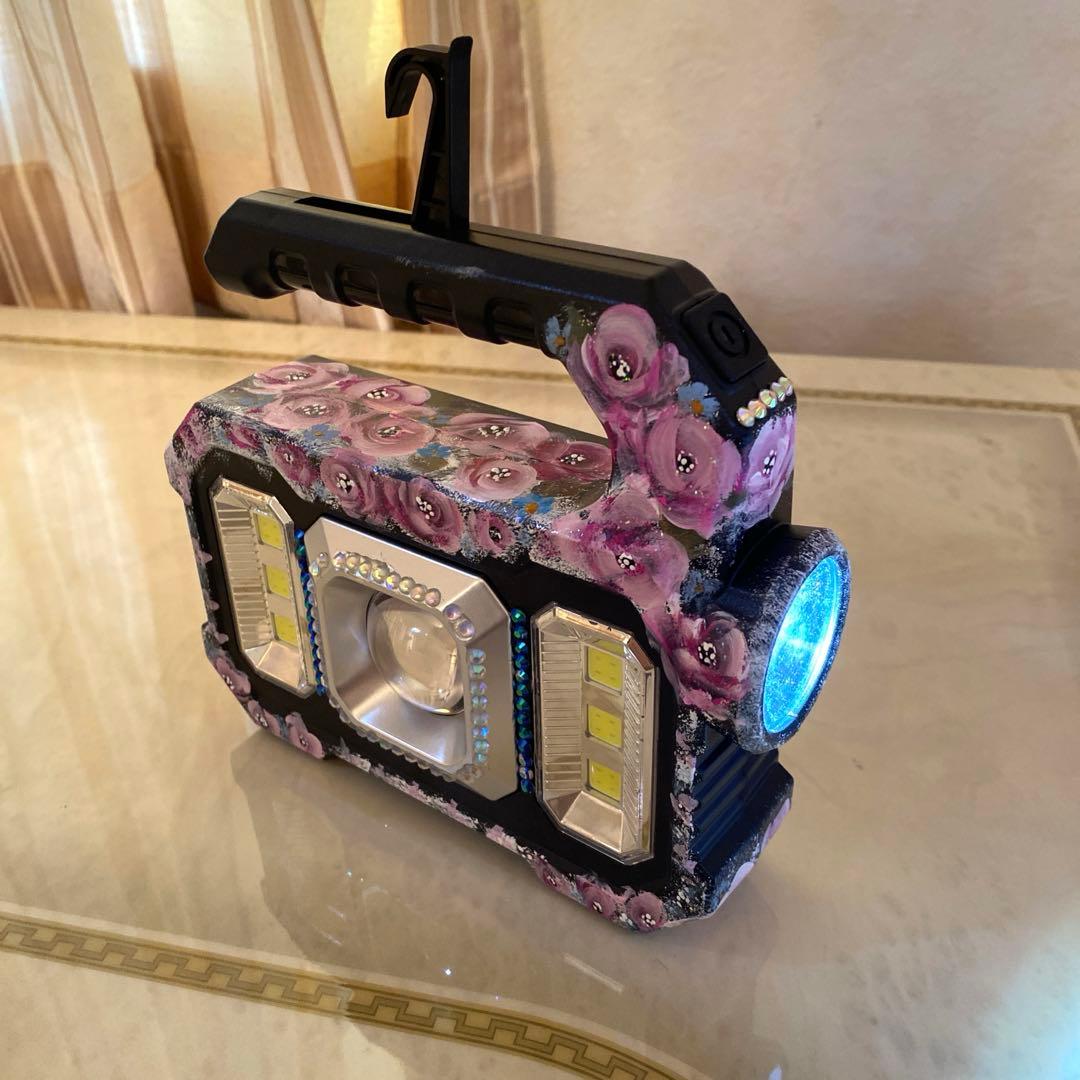 ジュエリーボックス　ランタン　懐中電灯　電子カイロ　防犯ブザー　薔薇　手描き