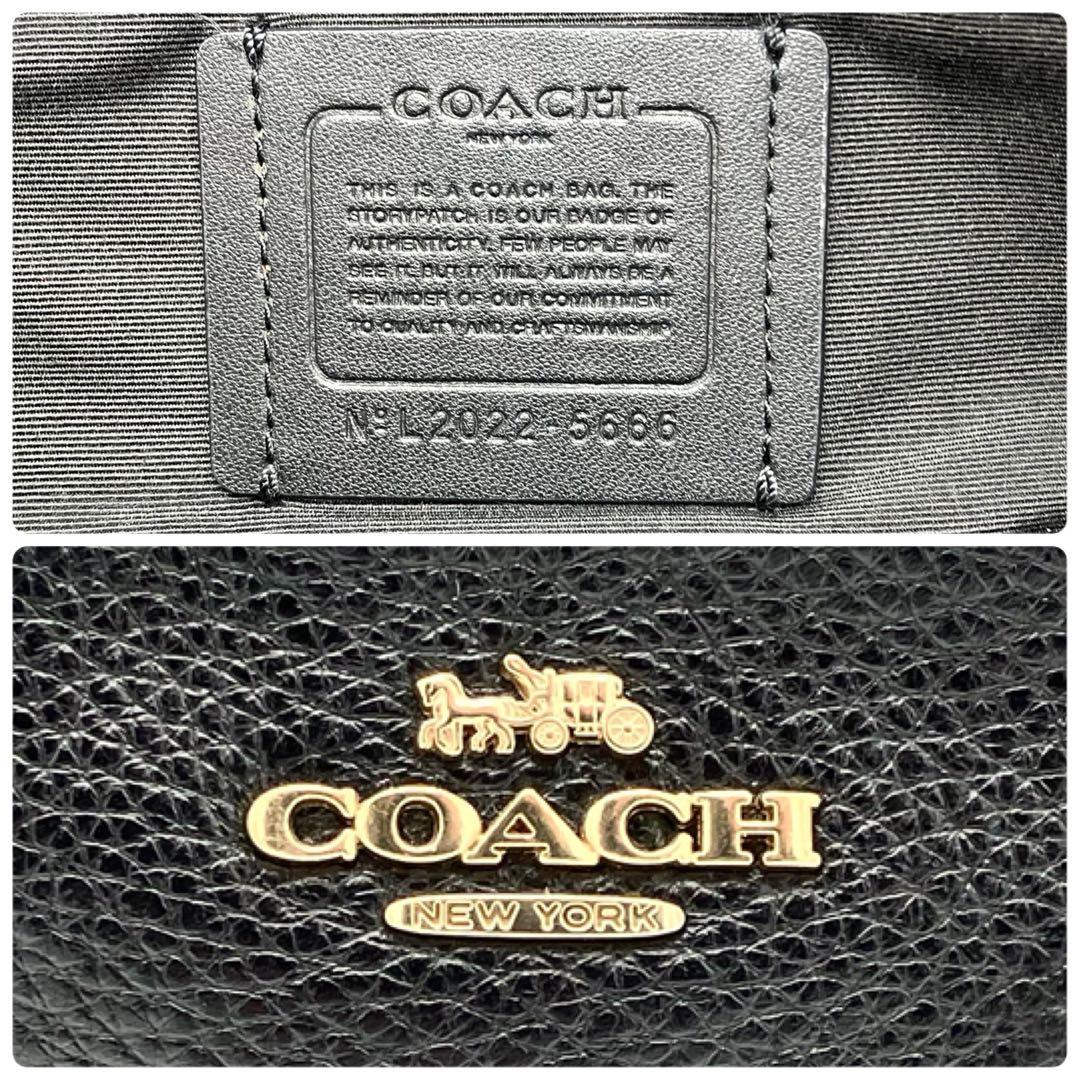 コーチ リュック バックパック ぺブルドレザー シボ革 2室 A4可 黒