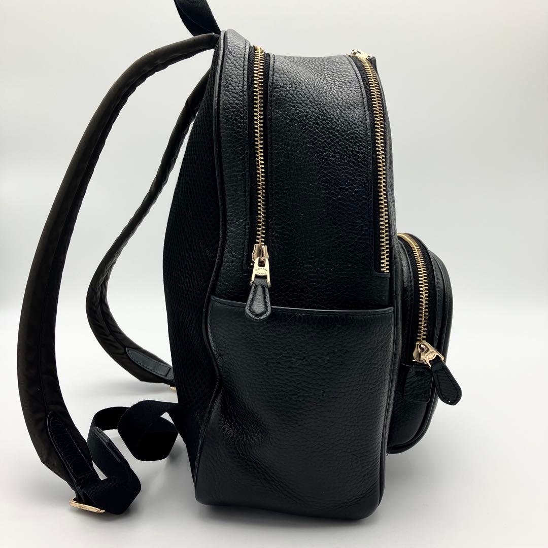 コーチ リュック バックパック ぺブルドレザー シボ革 2室 A4可 黒