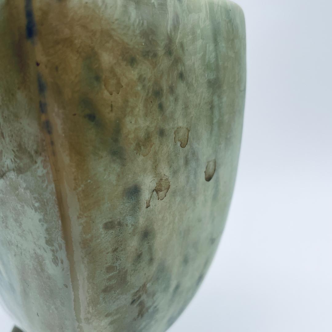 【大正】小森忍 緑釉雙耳瓶 匋雅堂製款 大連市 中国美術 中国古玩