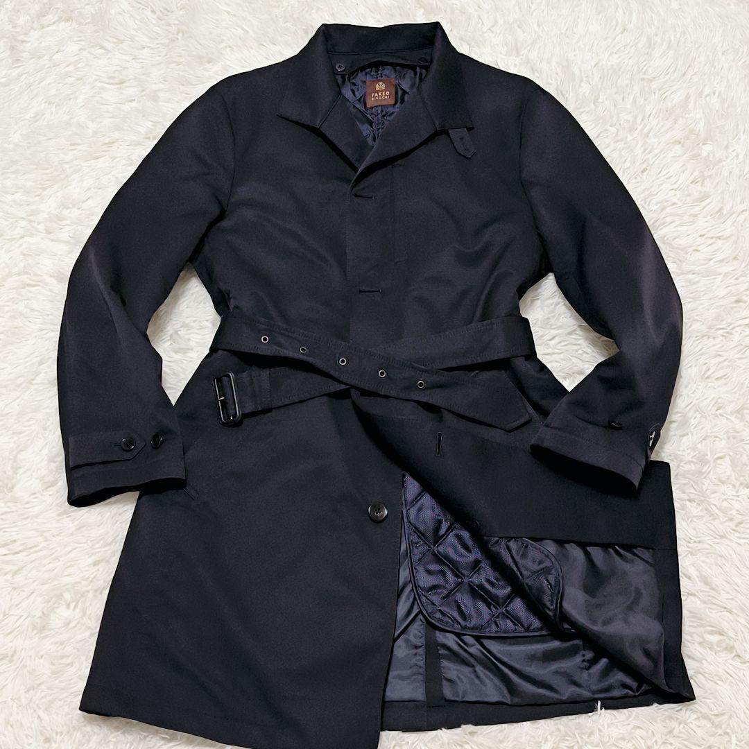 【極美品】TAKEO KIKUCHI ライナー付ステンカラーコート ネイビー L