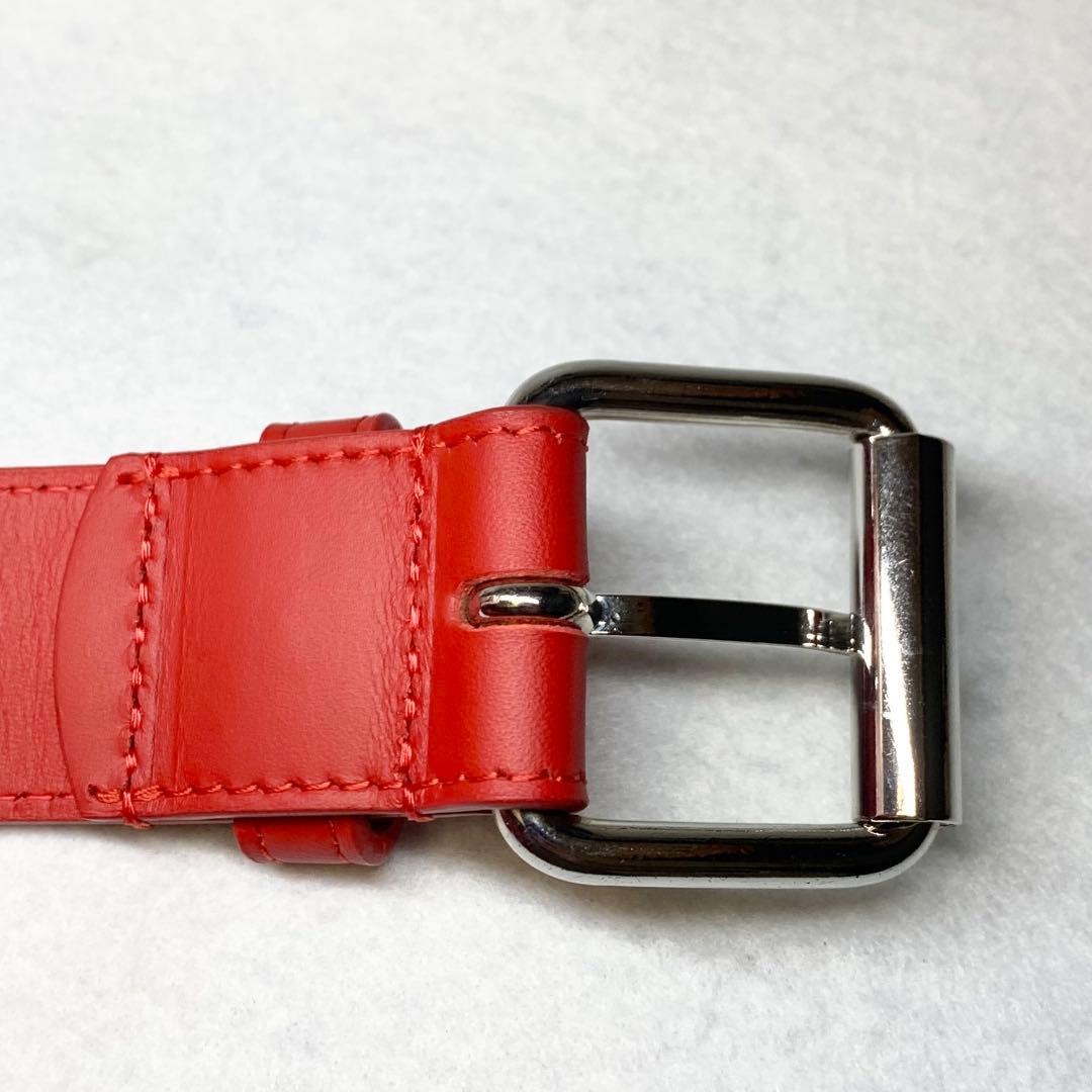 未使用級 18SS SUPREME ベルト レザー 本革 スタッズ レッド