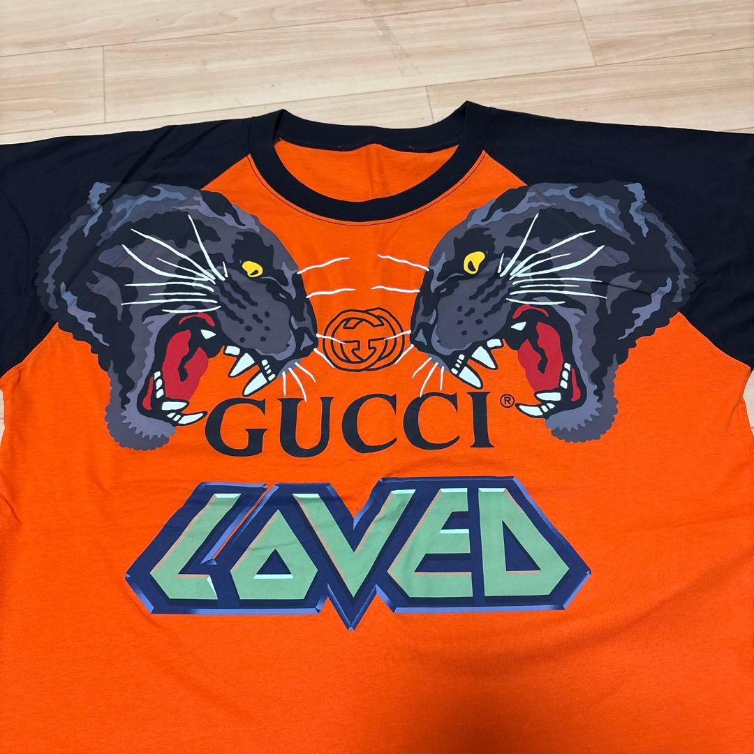GUCCI ラグラン タイガープリントTシャツ オレンジ