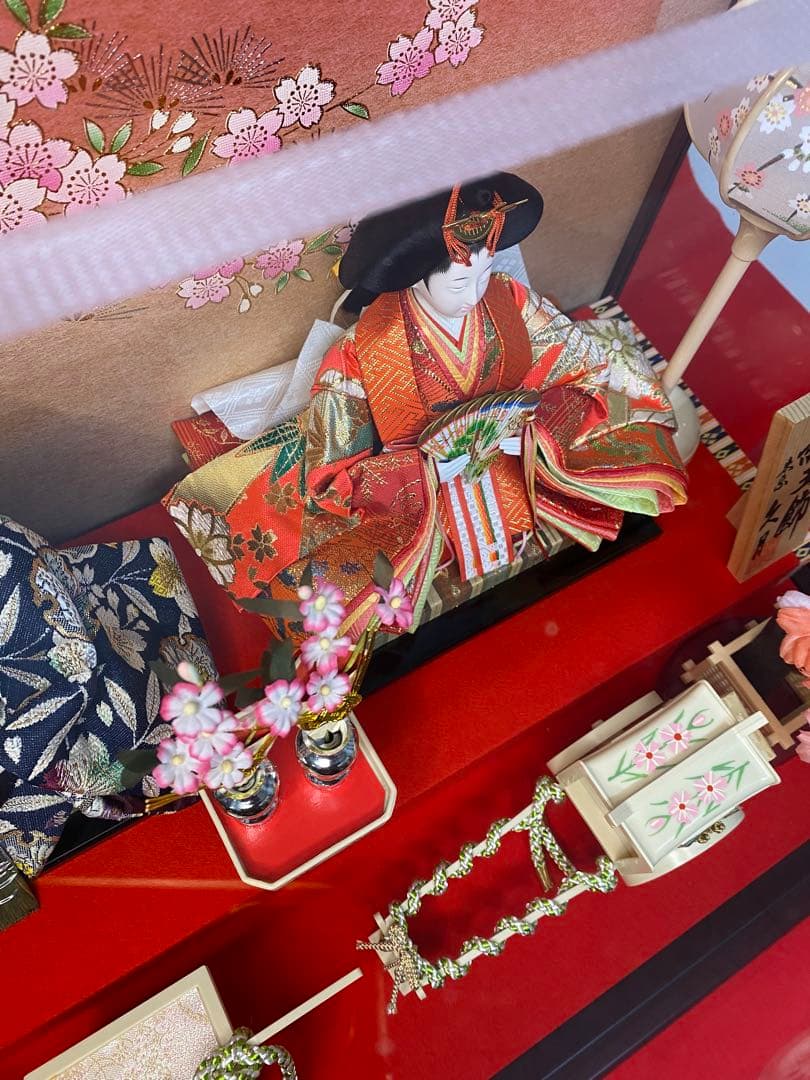 東京久月　雛人形ガラスケース入り親王飾り・間口約６１×奥行約３４×高さ約３７㎝