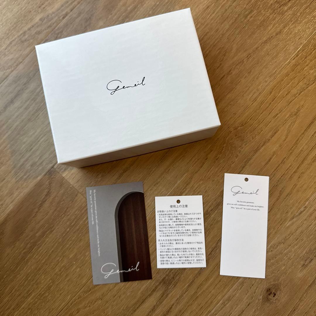 【箱付き美品】 gemeil 本革 ミニマルウォレット 二つ折り財布 モカ