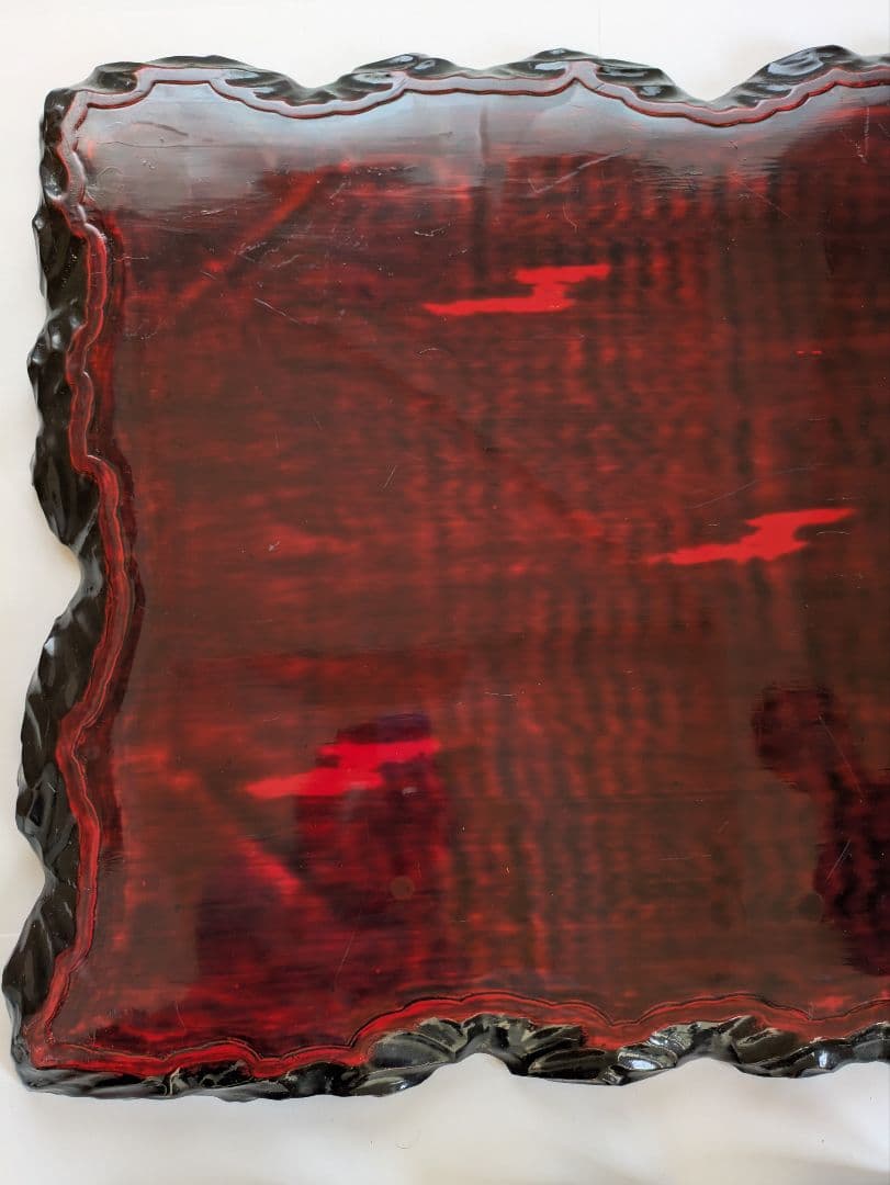 アンティーク朱塗り木製座卓 赤黒コントラスト 脚取り外し可能