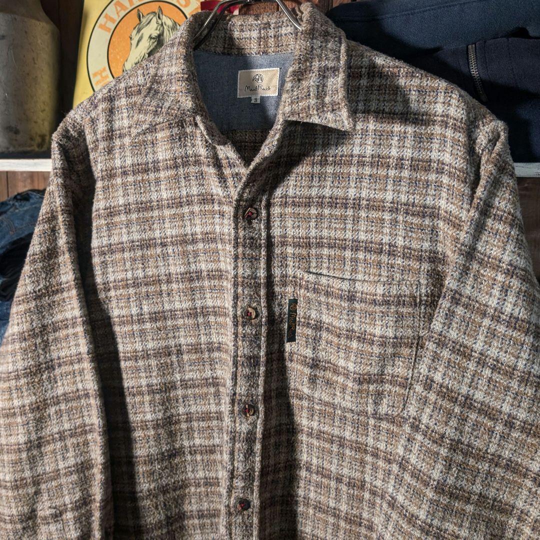 90s　常田大輝　ビックシルエット　ヘビーネルシャツ　チェック柄　ブラウン