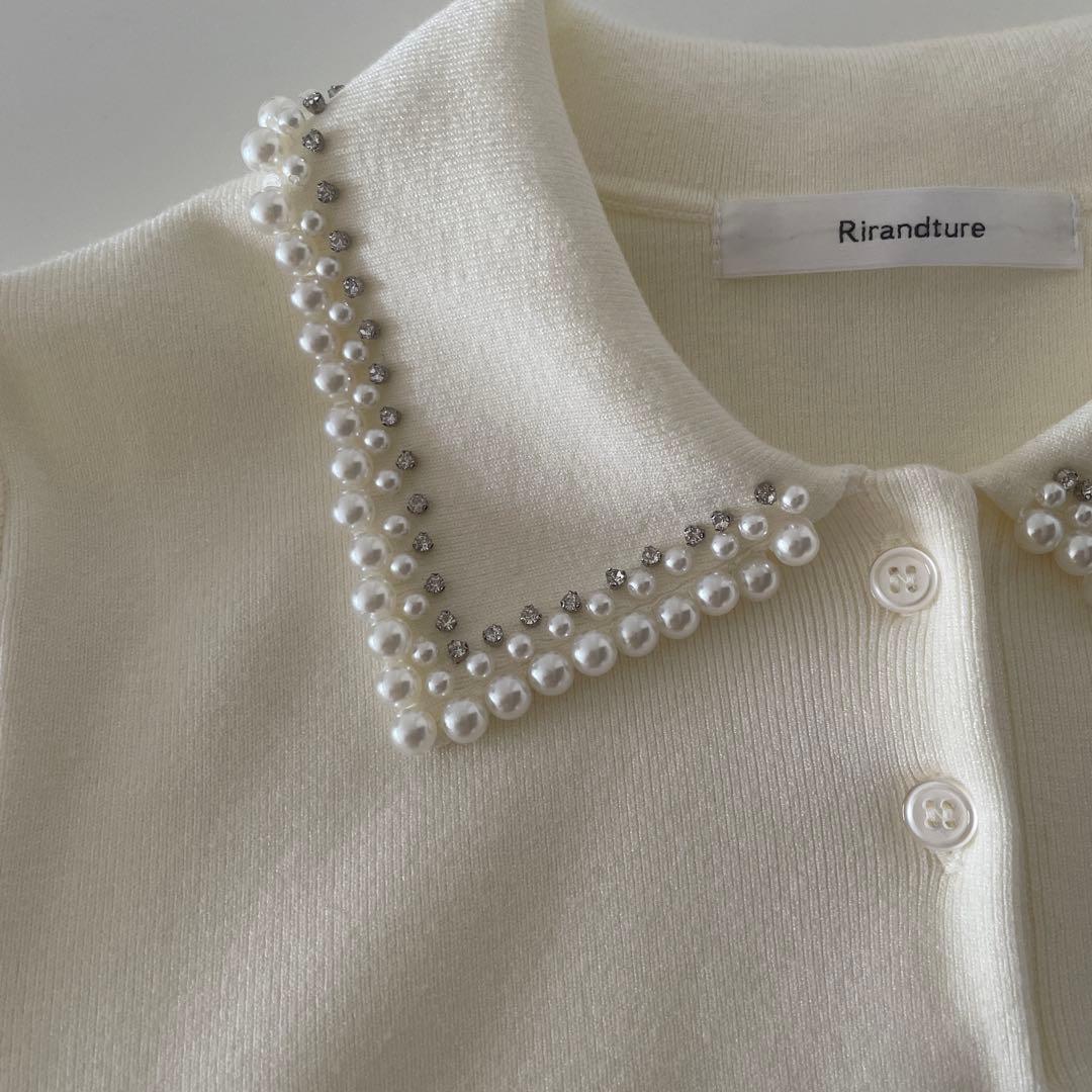 Rirandture パールカラーポロニット　オフ白　m
